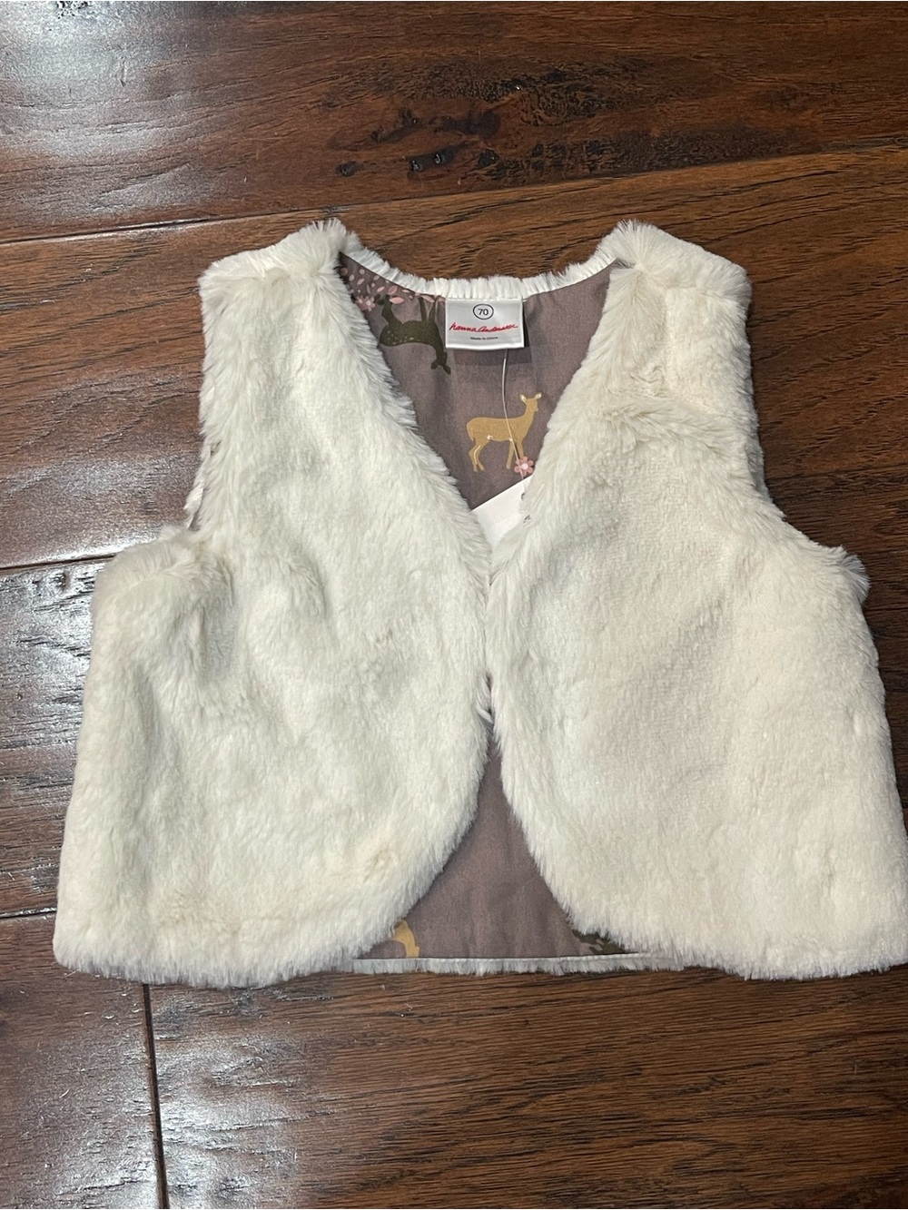 Hanna Andersson Cream Faux Fur Kids Vest